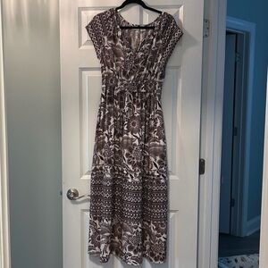 Rachel Zoe Brown and Cream Floral Maxi Dress